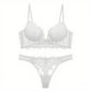 European and American sexy underwear French deep V embroidery stitching mesh lace underwear ultra-thin big chest small bra suit SHOPEZRA L.L.C.