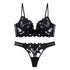 European and American sexy underwear French deep V embroidery stitching mesh lace underwear ultra-thin big chest small bra suit SHOPEZRA L.L.C.