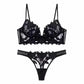 European and American sexy underwear French deep V embroidery stitching mesh lace underwear ultra-thin big chest small bra suit SHOPEZRA L.L.C.