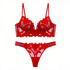 European and American sexy underwear French deep V embroidery stitching mesh lace underwear ultra-thin big chest small bra suit SHOPEZRA L.L.C.