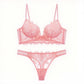 European and American sexy underwear French deep V embroidery stitching mesh lace underwear ultra-thin big chest small bra suit SHOPEZRA L.L.C.
