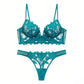 European and American sexy underwear French deep V embroidery stitching mesh lace underwear ultra-thin big chest small bra suit SHOPEZRA L.L.C.