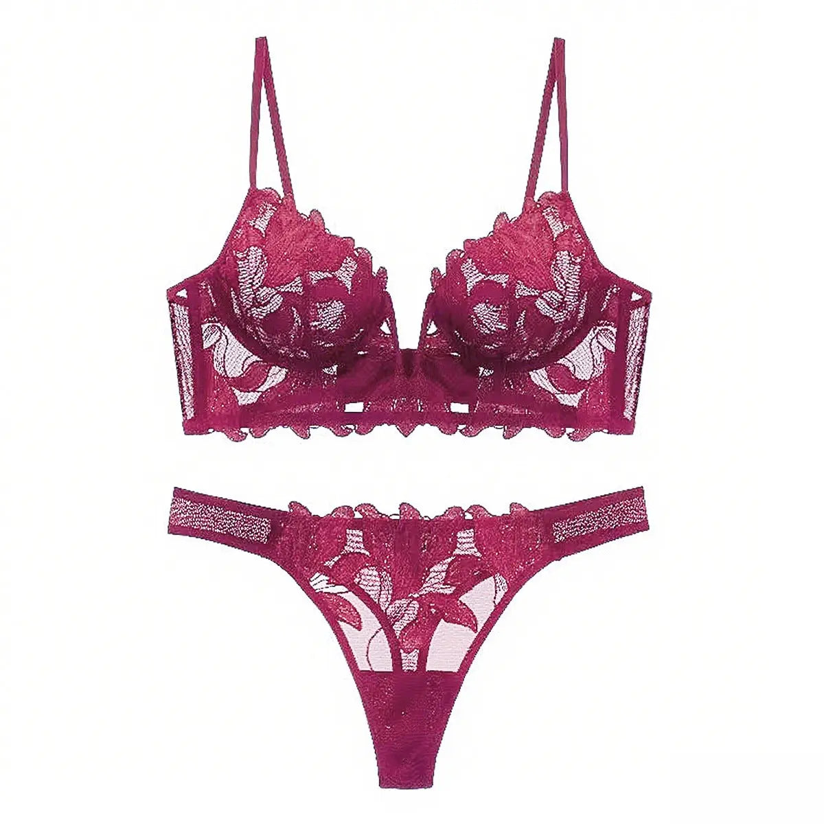 Black European and American sexy lingerie set by SHOPEZRA L.L.C., featuring French deep V embroidery, mesh lace, and ultra-thin design.