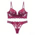 European and American sexy underwear French deep V embroidery stitching mesh lace underwear ultra-thin big chest small bra suit SHOPEZRA L.L.C.