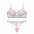 European and American sexy underwear French deep V embroidery stitching mesh lace underwear ultra-thin big chest small bra suit SHOPEZRA L.L.C.