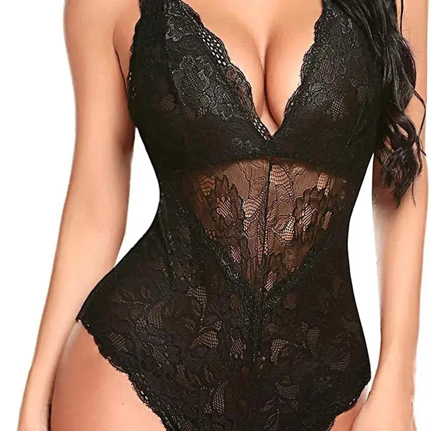 Foreign trade supply Europe and the United States sexy underwear sexy black strap women perspective cross strap jumpsuit manufacturers wholesale by Dropshipman