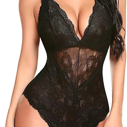 Foreign trade supply Europe and the United States sexy underwear sexy black strap women perspective cross strap jumpsuit manufacturers wholesale by Dropshipman