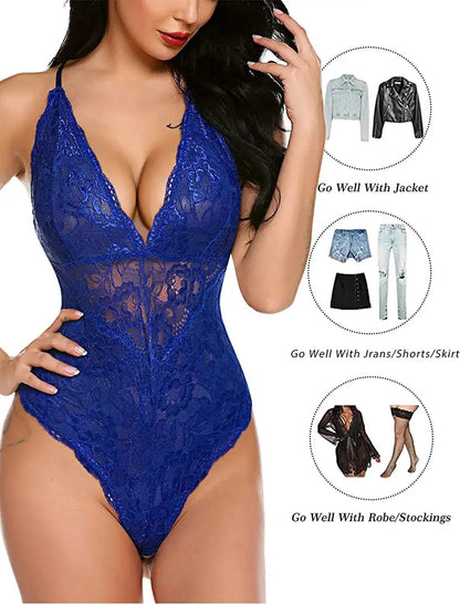 Foreign trade supply Europe and the United States sexy underwear sexy black strap women perspective cross strap jumpsuit manufacturers wholesale by Dropshipman