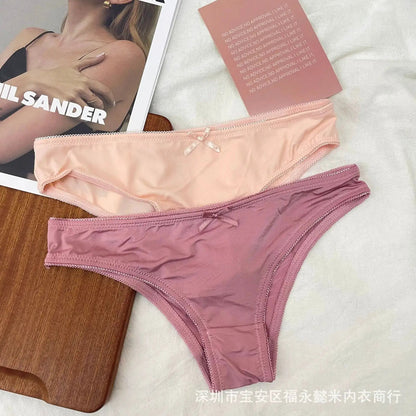 New Cross-Border Simple Triangle Panties for Women, Comfortable, Breathable, Sexy, Seamless, with Bow, Young Girl&