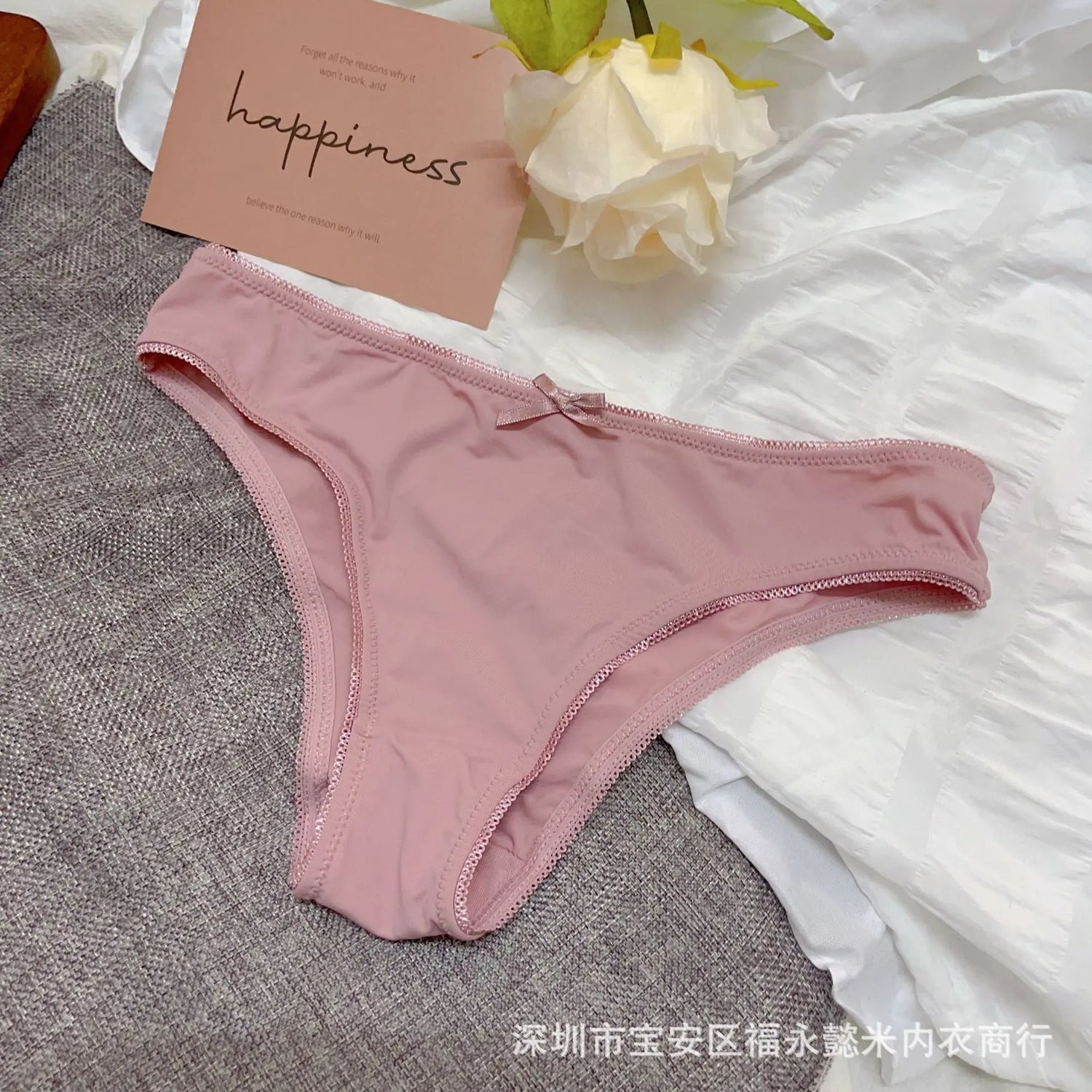 New Cross-Border Simple Triangle Panties for Women, Comfortable, Breathable, Sexy, Seamless, with Bow, Young Girl&