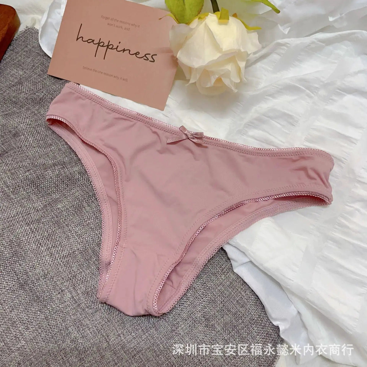 New Cross-Border Simple Triangle Panties for Women, Comfortable, Breathable, Sexy, Seamless, with Bow, Young Girl&