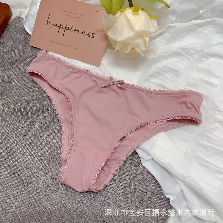 New Cross-Border Simple Triangle Panties for Women, Comfortable, Breathable, Sexy, Seamless, with Bow, Young Girl&