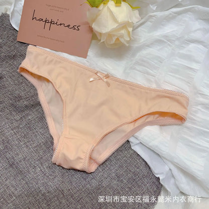 New Cross-Border Simple Triangle Panties for Women, Comfortable, Breathable, Sexy, Seamless, with Bow, Young Girl&