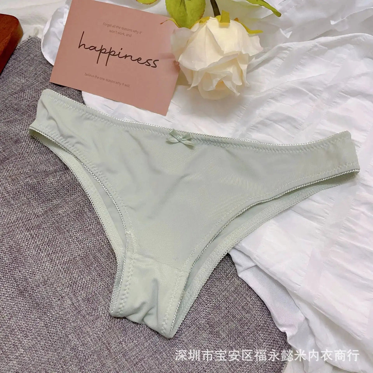 New Cross-Border Simple Triangle Panties for Women, Comfortable, Breathable, Sexy, Seamless, with Bow, Young Girl&