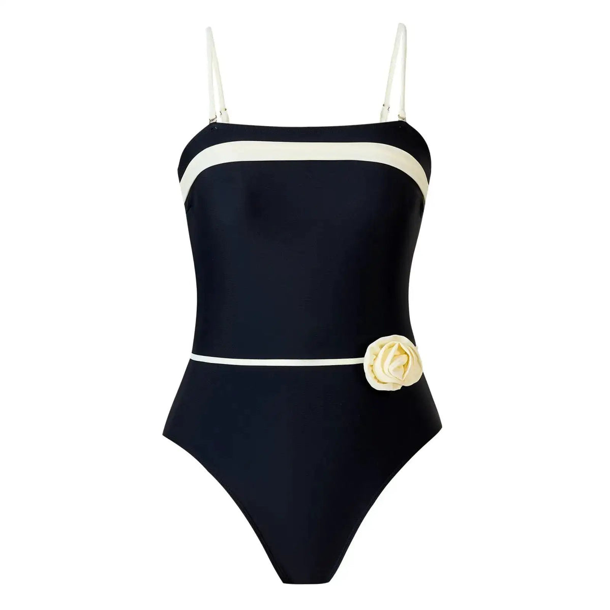 Pure black bikini one-piece swimsuit Europe and the United States Amazon AliExpress solid color sexy swimsuit gather thong Europe and the United States by Dropshipman