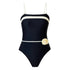 Pure black bikini one-piece swimsuit Europe and the United States Amazon AliExpress solid color sexy swimsuit gather thong Europe and the United States by Dropshipman