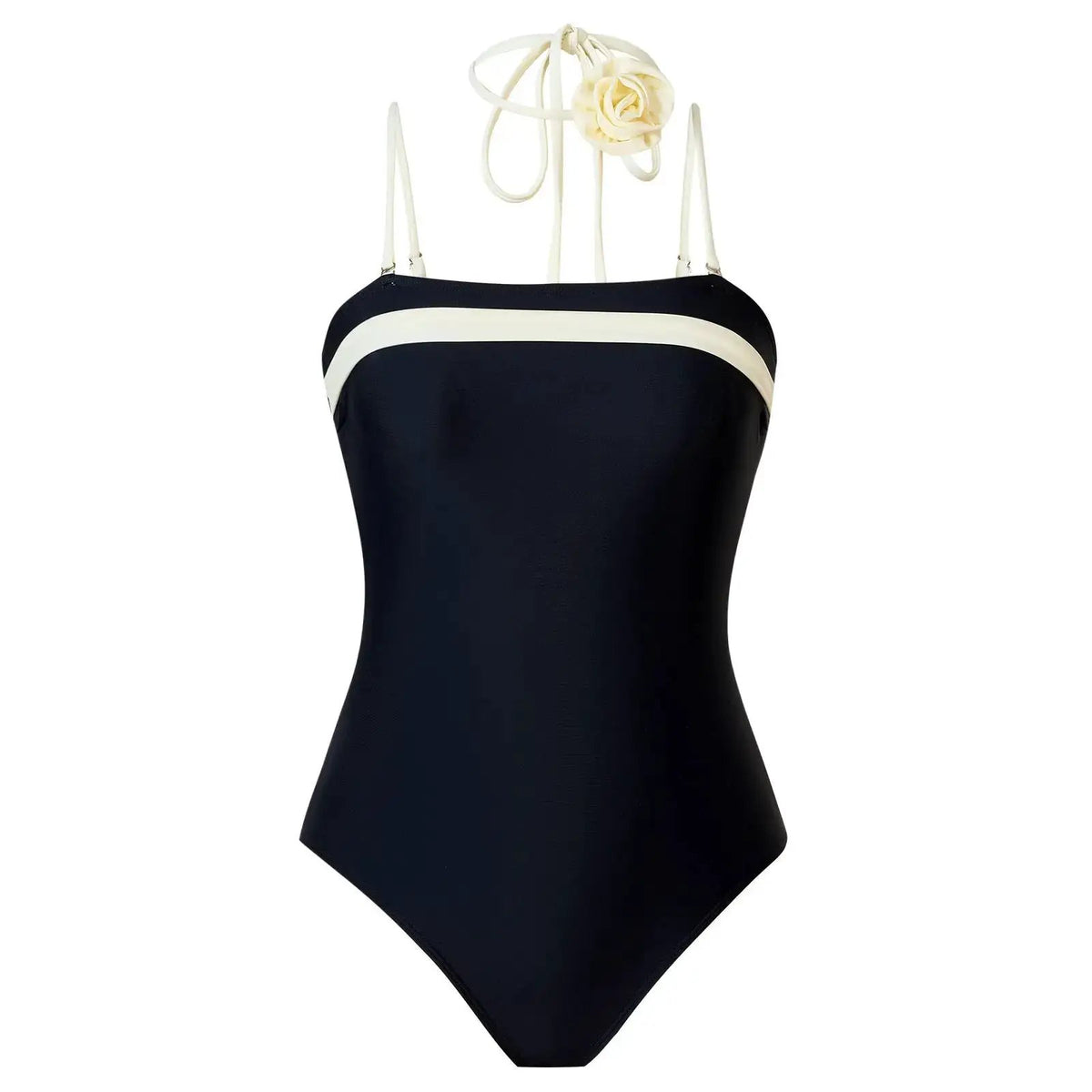 Pure black bikini one-piece swimsuit Europe and the United States Amazon AliExpress solid color sexy swimsuit gather thong Europe and the United States by Dropshipman