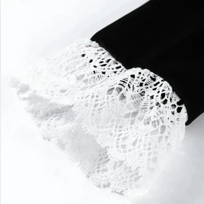 Sexy Lace Patchwork Velvet Long Dress Women Square Collar Full Sleeves Waist Slim Cinching Dresses 2026 Lady Party Vestidos New by Dropshipman