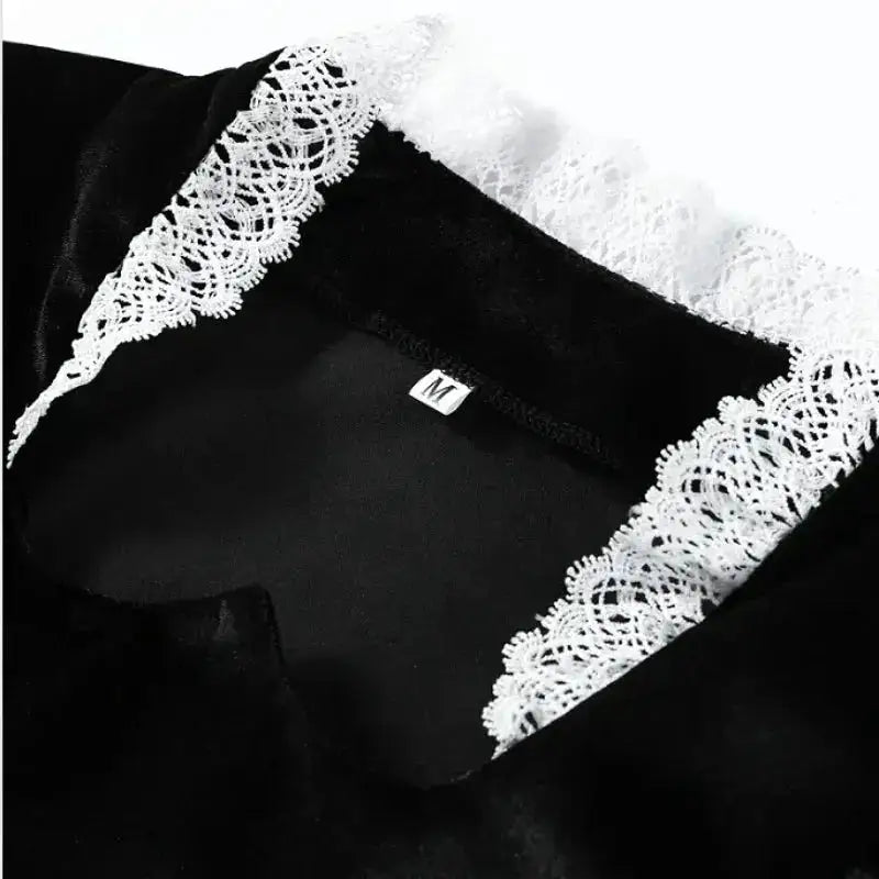 Sexy Lace Patchwork Velvet Long Dress Women Square Collar Full Sleeves Waist Slim Cinching Dresses 2026 Lady Party Vestidos New by Dropshipman