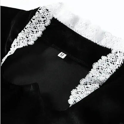 Sexy Lace Patchwork Velvet Long Dress Women Square Collar Full Sleeves Waist Slim Cinching Dresses 2026 Lady Party Vestidos New by Dropshipman