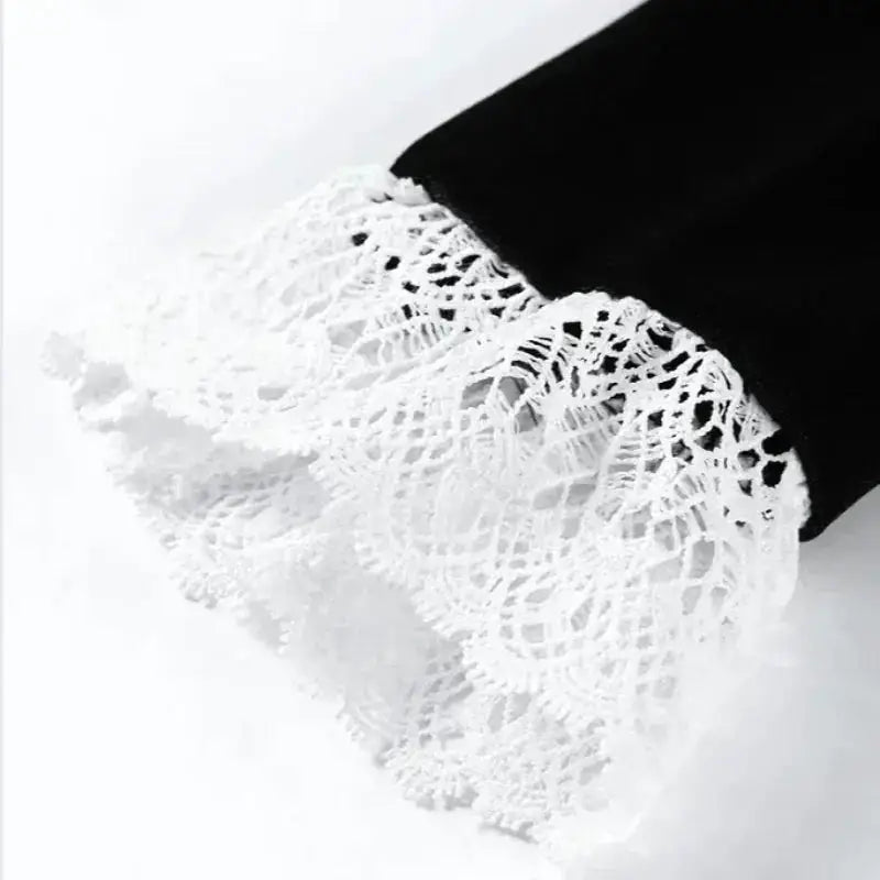 Sexy Lace Patchwork Velvet Long Dress Women Square Collar Full Sleeves Waist Slim Cinching Dresses 2026 Lady Party Vestidos New by Dropshipman