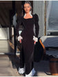 Sexy Lace Patchwork Velvet Long Dress Women Square Collar Full Sleeves Waist Slim Cinching Dresses 2026 Lady Party Vestidos New SHOPEZRA L.L.C.