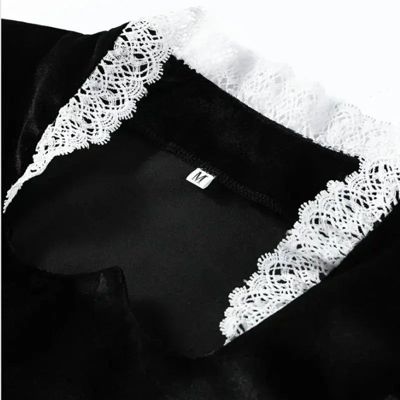 Sexy Lace Patchwork Velvet Long Dress Women Square Collar Full Sleeves Waist Slim Cinching Dresses 2026 Lady Party Vestidos New SHOPEZRA L.L.C.