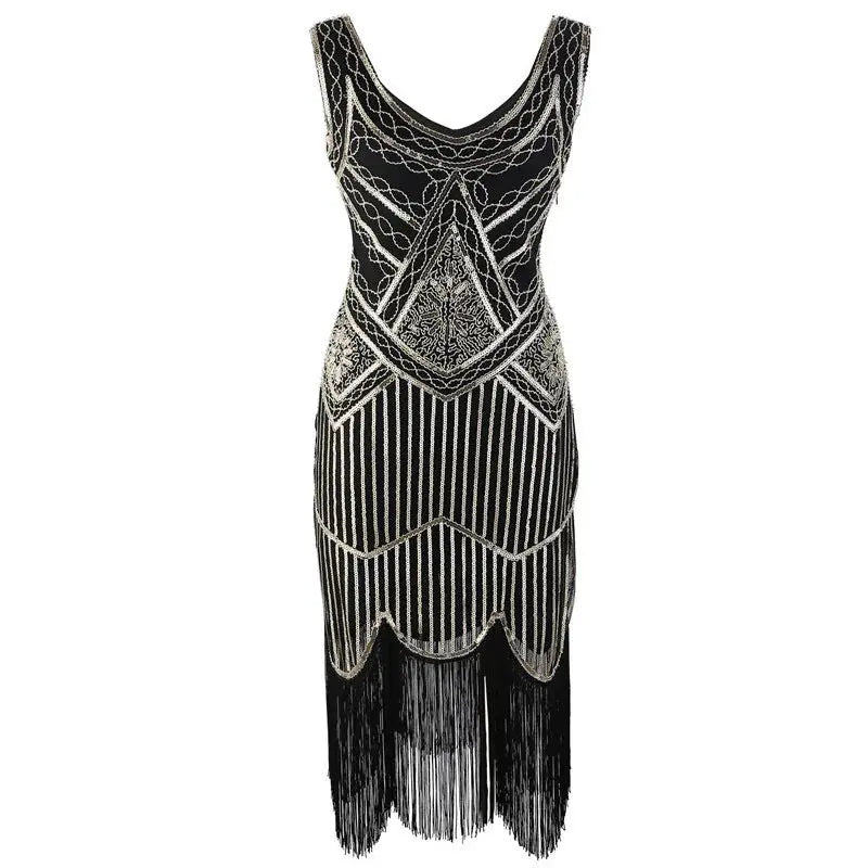 SIDAIMI 1920s Flapper Dress Great Gatsby Dress Round-Neck New Women&