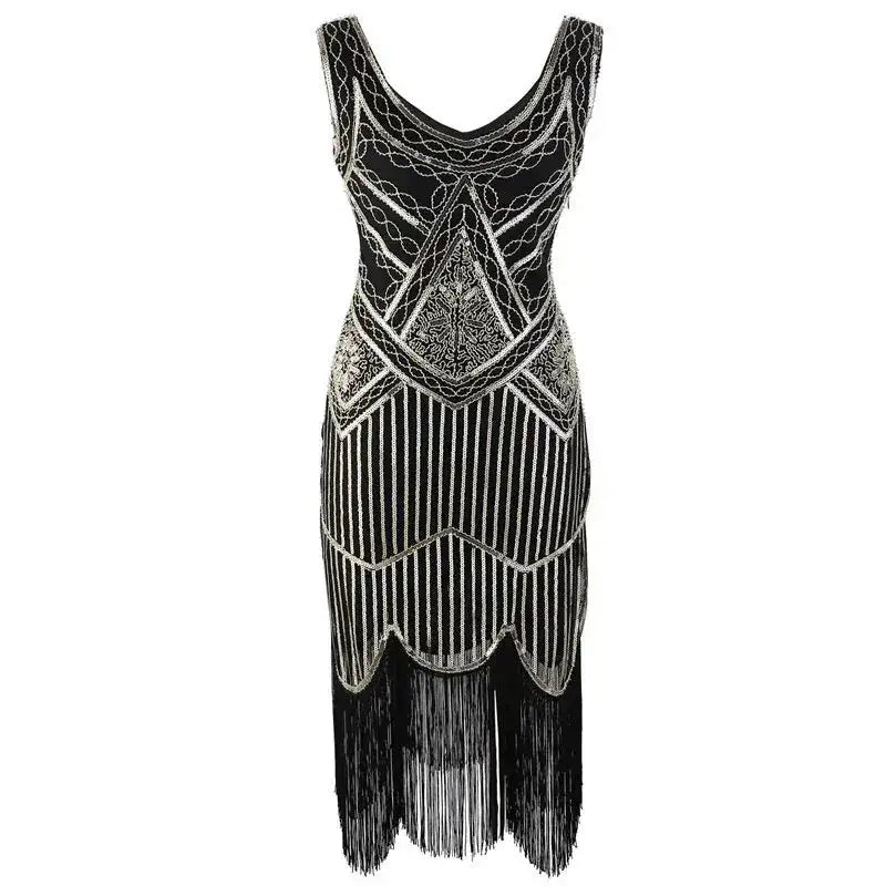 SIDAIMI 1920s Flapper Dress Great Gatsby Dress Round-Neck New Women&