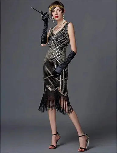 SIDAIMI 1920s Flapper Dress Great Gatsby Dress Round-Neck New Women&
