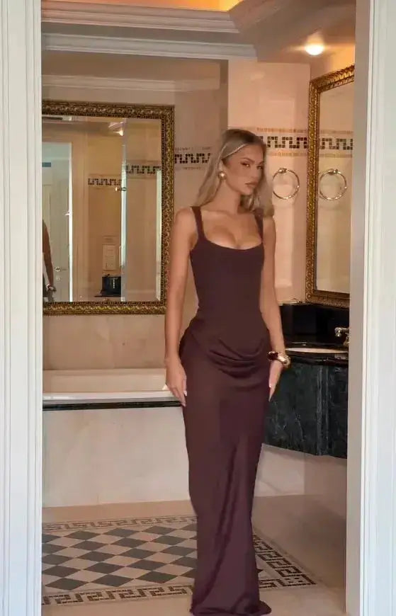 Women Square-neck Halter Mini Dress Sexy Pleated Sleeveless Backless High Waist Bodycon Dresses 2026 New Fashion Party Robes by Dropshipman