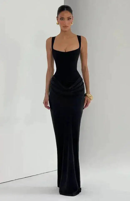 Women Square-neck Halter Mini Dress Sexy Pleated Sleeveless Backless High Waist Bodycon Dresses 2026 New Fashion Party Robes by Dropshipman