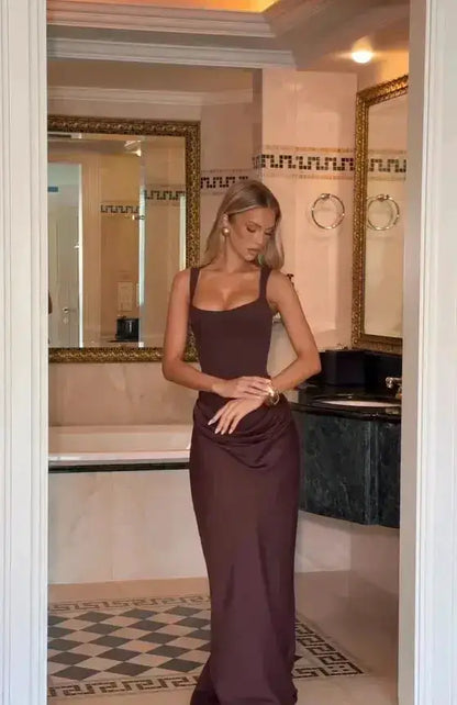 Women Square-neck Halter Mini Dress Sexy Pleated Sleeveless Backless High Waist Bodycon Dresses 2026 New Fashion Party Robes by Dropshipman