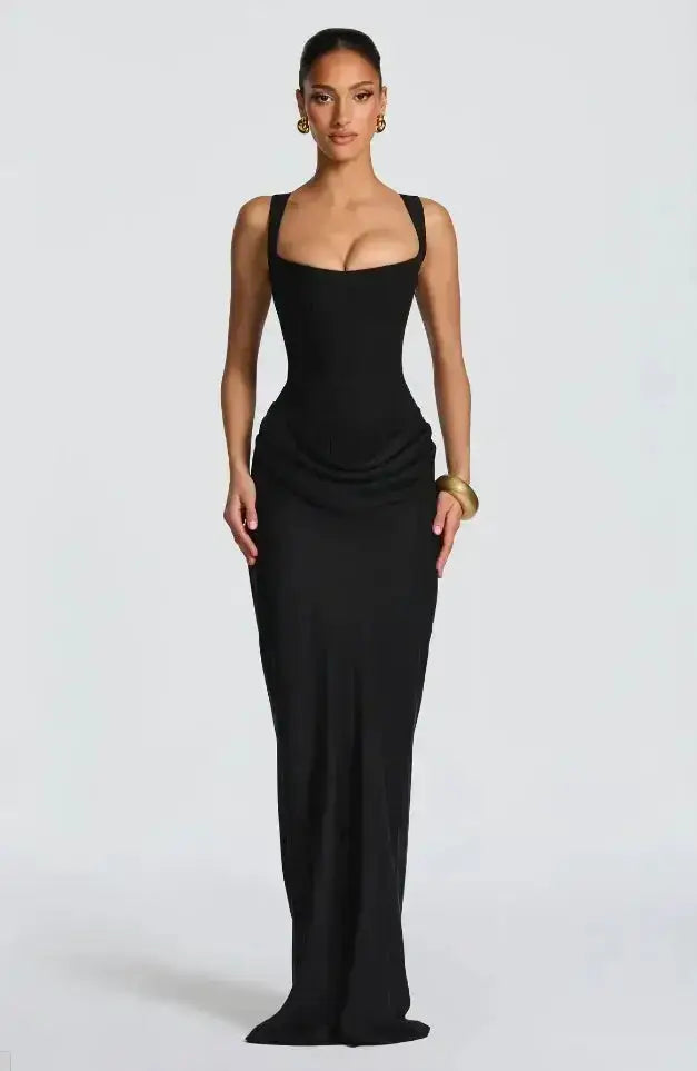 Women Square-neck Halter Mini Dress Sexy Pleated Sleeveless Backless High Waist Bodycon Dresses 2026 New Fashion Party Robes by Dropshipman