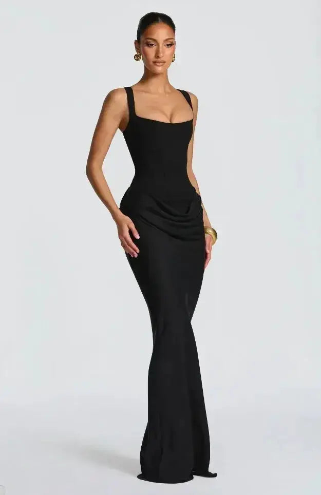 Women Square-neck Halter Mini Dress Sexy Pleated Sleeveless Backless High Waist Bodycon Dresses 2026 New Fashion Party Robes by Dropshipman