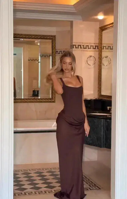 Women Square-neck Halter Mini Dress Sexy Pleated Sleeveless Backless High Waist Bodycon Dresses 2026 New Fashion Party Robes by Dropshipman