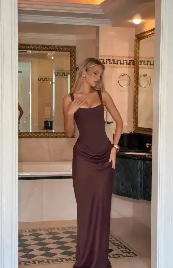 Women Square-neck Halter Mini Dress Sexy Pleated Sleeveless Backless High Waist Bodycon Dresses 2026 New Fashion Party Robes by Dropshipman