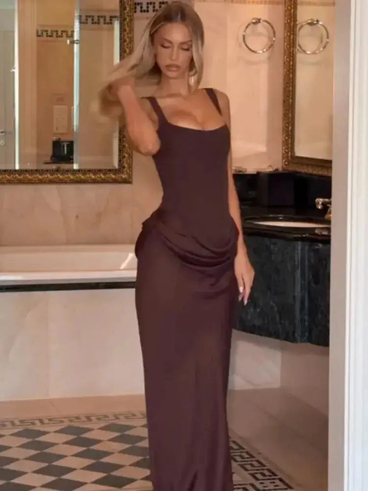 Women Square-neck Halter Mini Dress Sexy Pleated Sleeveless Backless High Waist Bodycon Dresses 2026 New Fashion Party Robes by Dropshipman