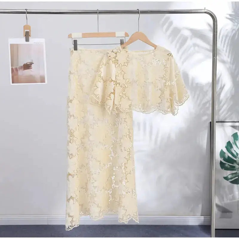 Flower Short Top Long Half Skirt Lady Set Round Neck Short Sleeve Tops High Waist Slim Maxi Skirts Sexy Fashion Women&