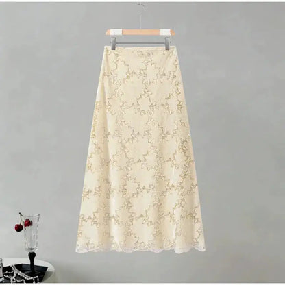 Flower Short Top Long Half Skirt Lady Set Round Neck Short Sleeve Tops High Waist Slim Maxi Skirts Sexy Fashion Women&