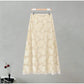 Flower Short Top Long Half Skirt Lady Set Round Neck Short Sleeve Tops High Waist Slim Maxi Skirts Sexy Fashion Women&