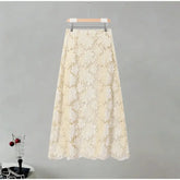 Flower Short Top Long Half Skirt Lady Set Round Neck Short Sleeve Tops High Waist Slim Maxi Skirts Sexy Fashion Women&