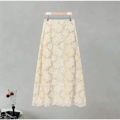 Flower Short Top Long Half Skirt Lady Set Round Neck Short Sleeve Tops High Waist Slim Maxi Skirts Sexy Fashion Women&