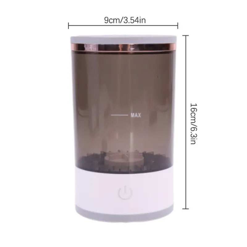 Black rechargeable makeup brush cleaner from SHOPEZRA L.L.C. with multiple brushes and cleaning attachments.