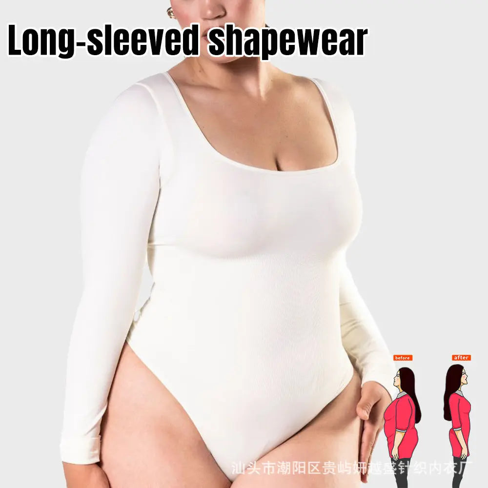 Black cross-border long-sleeved jumpsuit by SHOPEZRA L.L.C. seamless shapewear for women, plus size, autumn and winter wear.