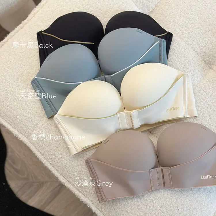 Original No Mark Front Button Push-up Lace Strapless Bra Invisible Back Underwear Women&
