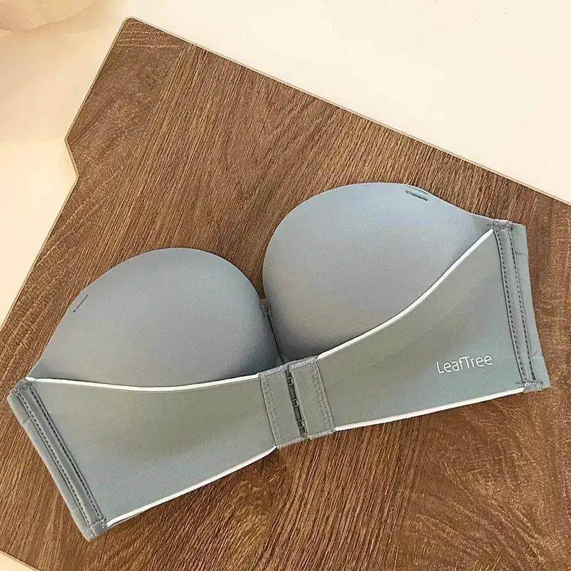 Original No Mark Front Button Push-up Lace Strapless Bra Invisible Back Underwear Women&