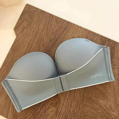 Original No Mark Front Button Push-up Lace Strapless Bra Invisible Back Underwear Women&