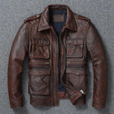 Vintage Red Brown Genuine Leather Jacket Men Soft Real Cowhide Black Winter Coat Biker Jackets Jaqueta Masculina De Couro SHOPEZRA L.L.C.