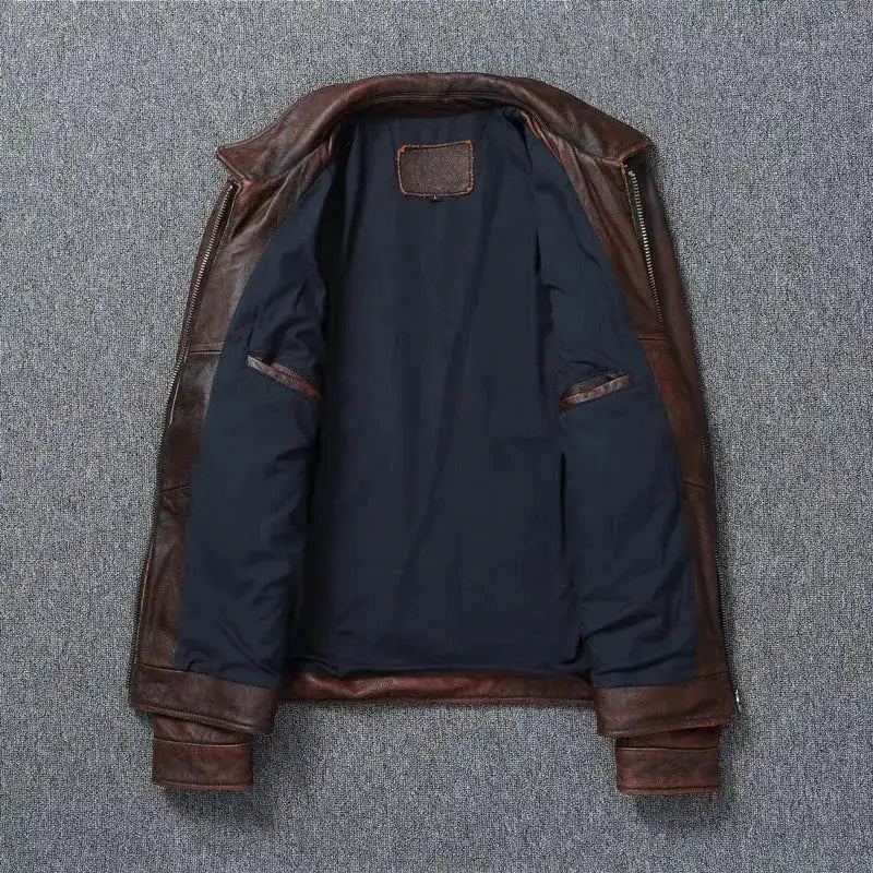 Vintage Red Brown Genuine Leather Jacket Men Soft Real Cowhide Black Winter Coat Biker Jackets Jaqueta Masculina De Couro by Dropshipman